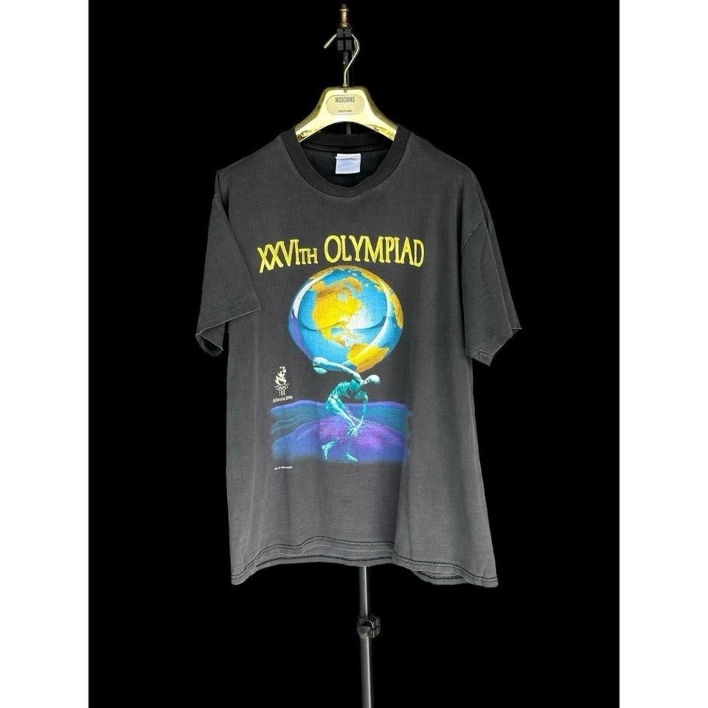 Vintage‎ 1996 Atlanta Olympic Games Black Large T-shirt 26th Olympiad Faded